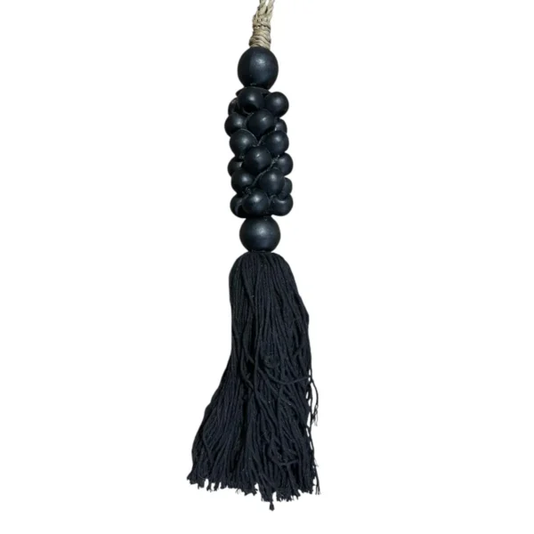 Tassel Preto Macrame e Madeira  - 40cm - Imagem 2