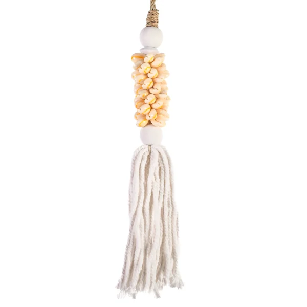 Tassel de Búzios Amarelo e Macramê Branco - 40cm - Imagem 2