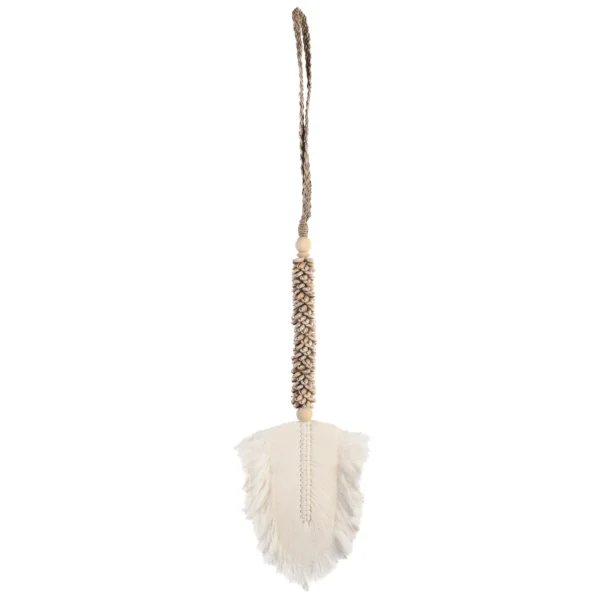 Tassel de Búzios Cortado e Folha Macramê Branca - 75cm