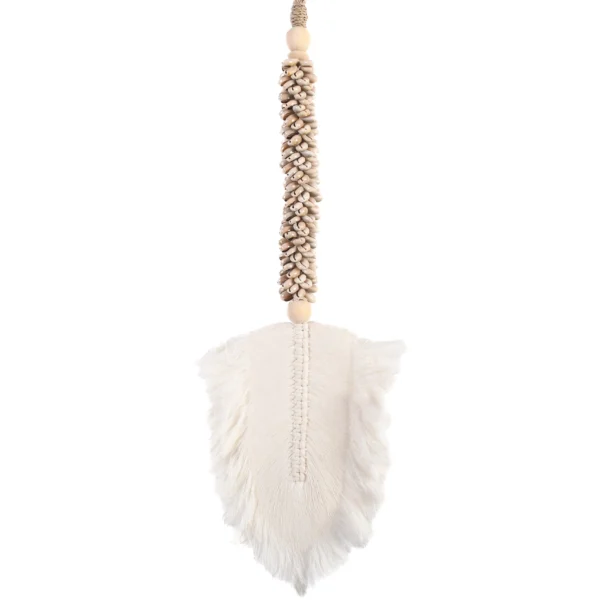 Tassel de Búzios Cortado e Folha Macramê Branca - 75cm - Imagem 2