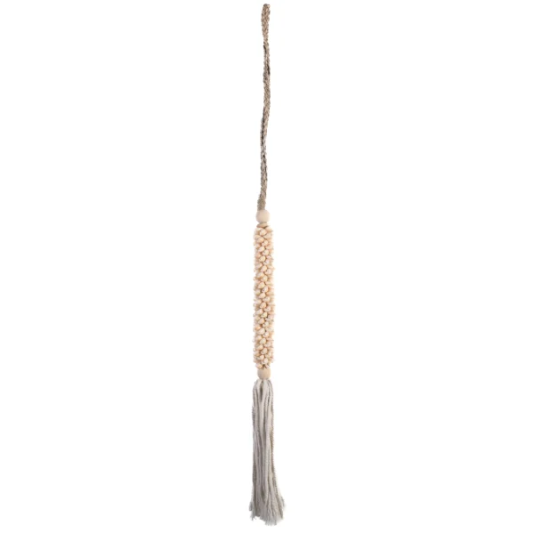 Tassel de Búzios e Macramê Branco - 75cm