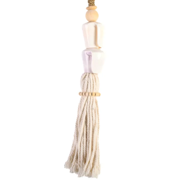 Tassel de Caramujo Branco e Macramê Natural - 54cm - Imagem 2