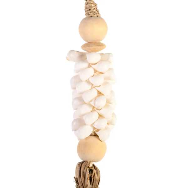 CONTR24 - Tassel de Caramujo Moon Branco e Palha Natural - 40cm - Imagem 2