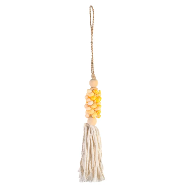 CONTR24 - Tassel de Caramujo Nerita  Laranja e Macramê Branco - 40cm