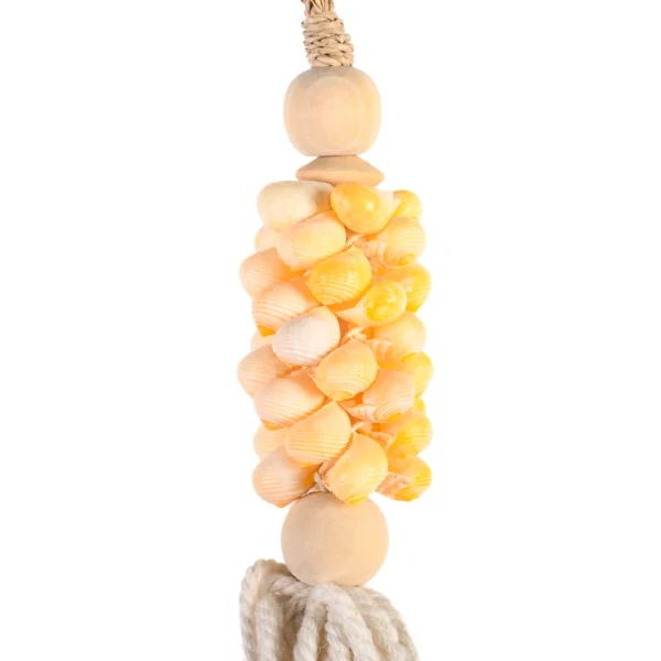 CONTR24 - Tassel de Caramujo Nerita  Laranja e Macramê Branco - 40cm - Imagem 3