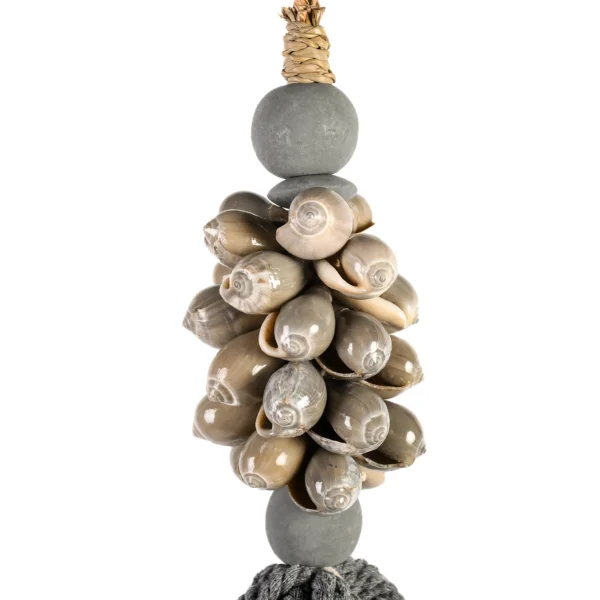 CONTR24 - Tassel de Caramujo Olive Cinza e Macramê Cinza - 40cm - Imagem 3