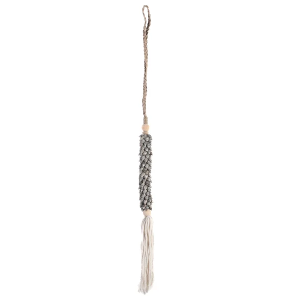Tassel de Caramujos Nassa Culumbella e Macramê Branco - 70cm