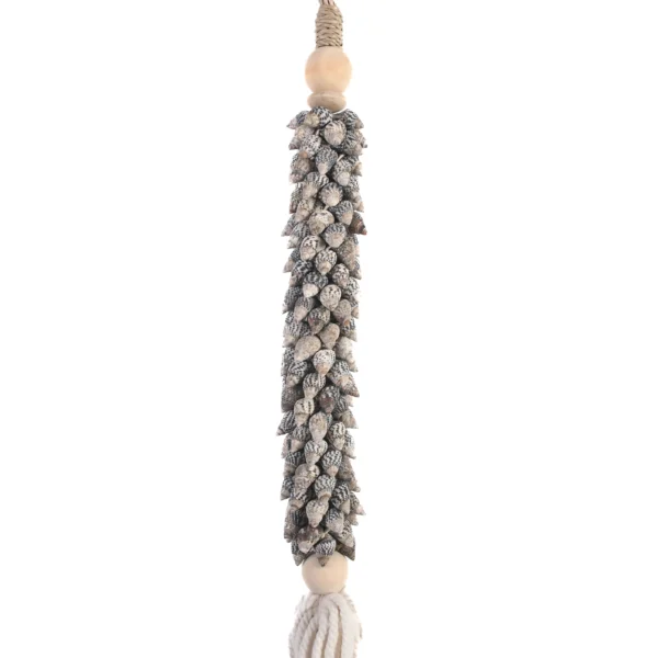 Tassel de Caramujos Nassa Culumbella e Macramê Branco - 70cm - Imagem 3