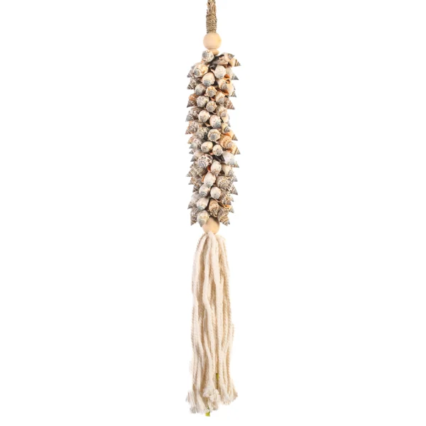 Tassel de Caramujos Naturais e Macramê Branco - 70c - Imagem 2