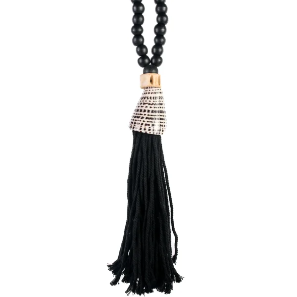Tassel de Madeira, Caramujo e Macramê Preto - 65cm - Imagem 2
