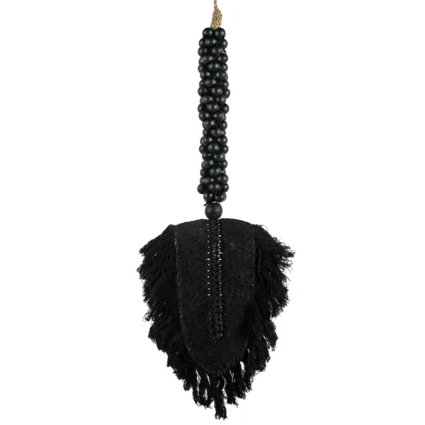 Tassel de Madeira e Folha de Macramê Preta - 75cm - Imagem 3