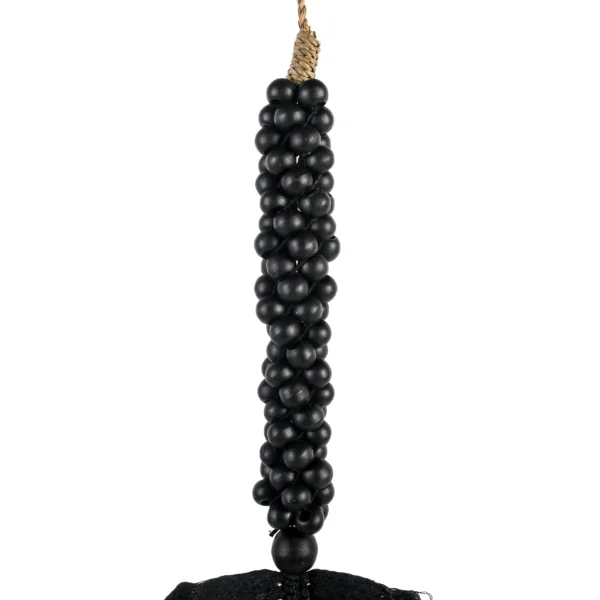 Tassel de Madeira e Folha de Macramê Preta - 75cm - Imagem 2