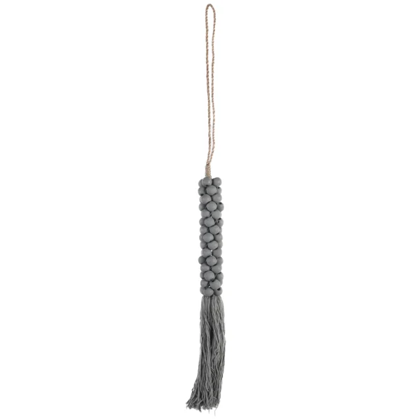 Tassel de Madeira e Macramê Cinza - 70cm - Imagem 2