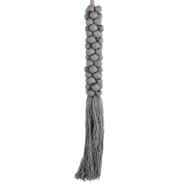 Tassel de Madeira e Macramê Cinza - 70cm