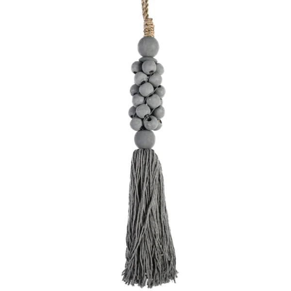 CONTR24 - Tassel de Madeira e Macramê Cinza - 40cm - Imagem 2
