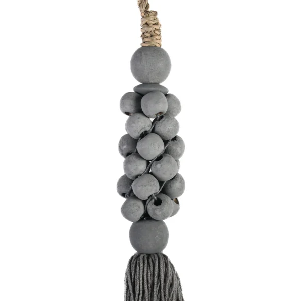 CONTR24 - Tassel de Madeira e Macramê Cinza - 40cm - Imagem 3
