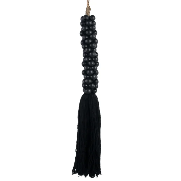 CONTR24 - Tassel de Madeira e Macramê Preto - 70cm - Imagem 3