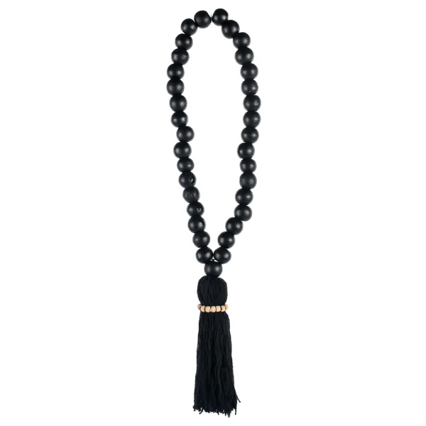 Tassel de Madeira e Macramê Preto - 45cm