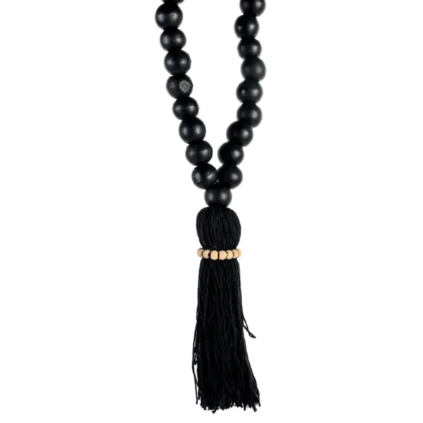 Tassel de Madeira e Macramê Preto - 45cm - Imagem 2