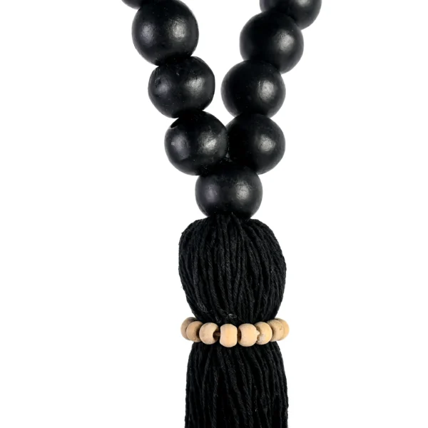 Tassel de Madeira e Macramê Preto - 45cm - Imagem 3