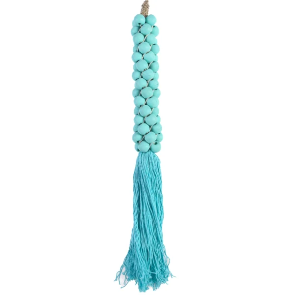 Tassel de Madeira e Macramê Verde Água - 70cm - Imagem 2