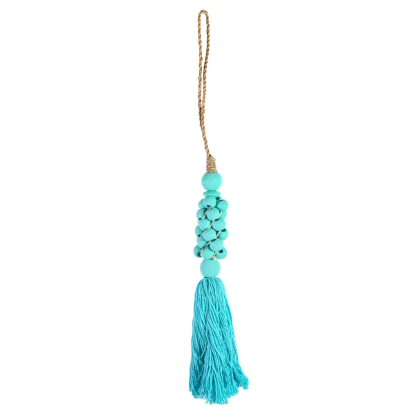 Tassel de Madeira e Macramê Verde Água - 40cm
