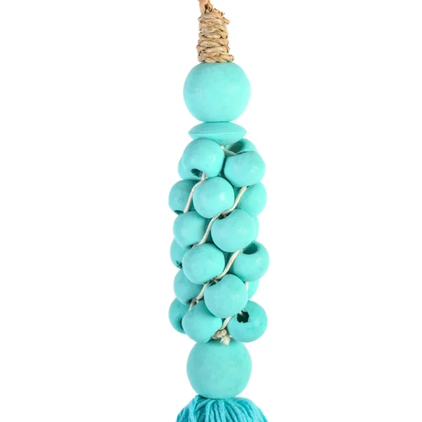 Tassel de Madeira e Macramê Verde Água - 40cm - Imagem 3