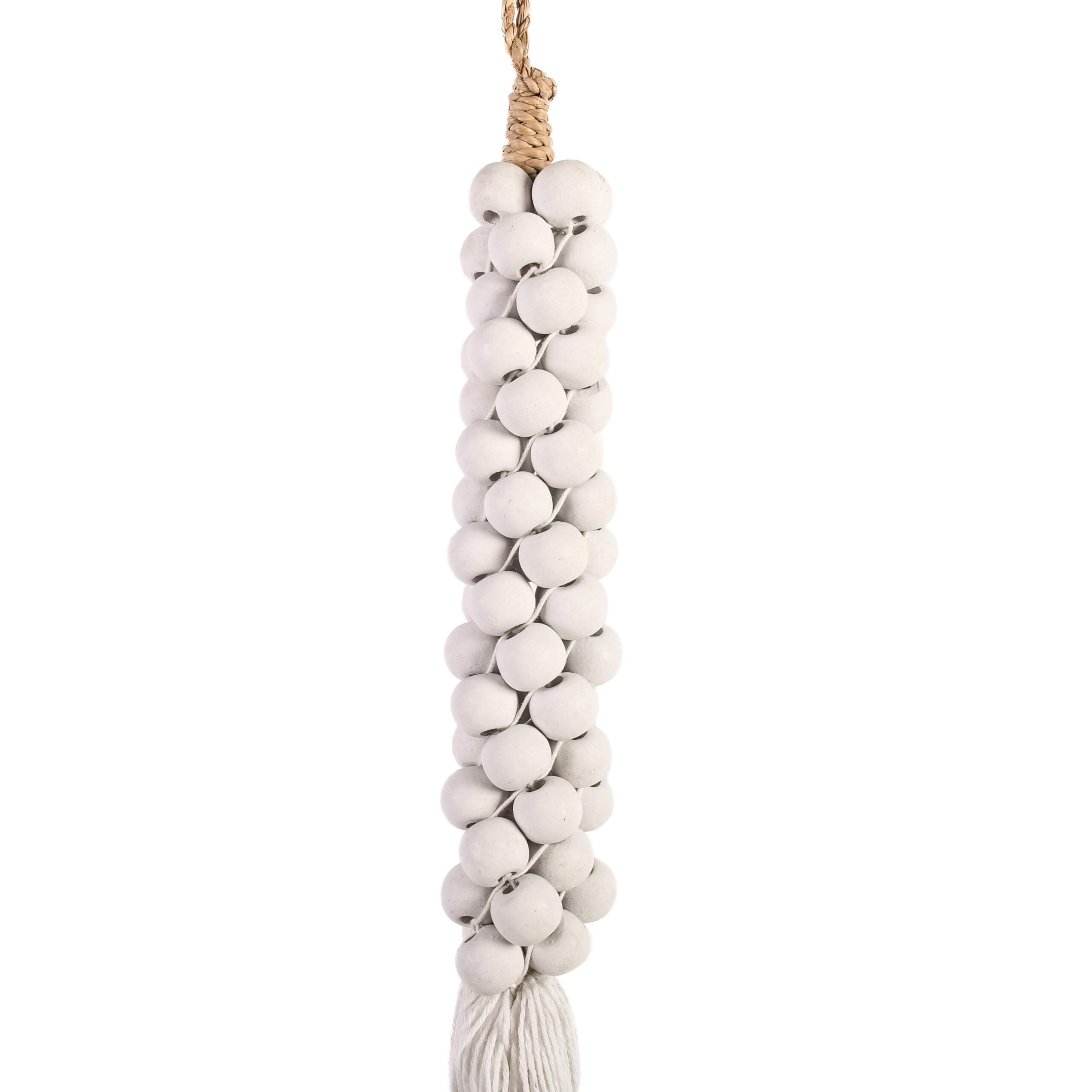 Tassel de Bali em Madeira e Macramê Branco - 70cm - Imagem 3