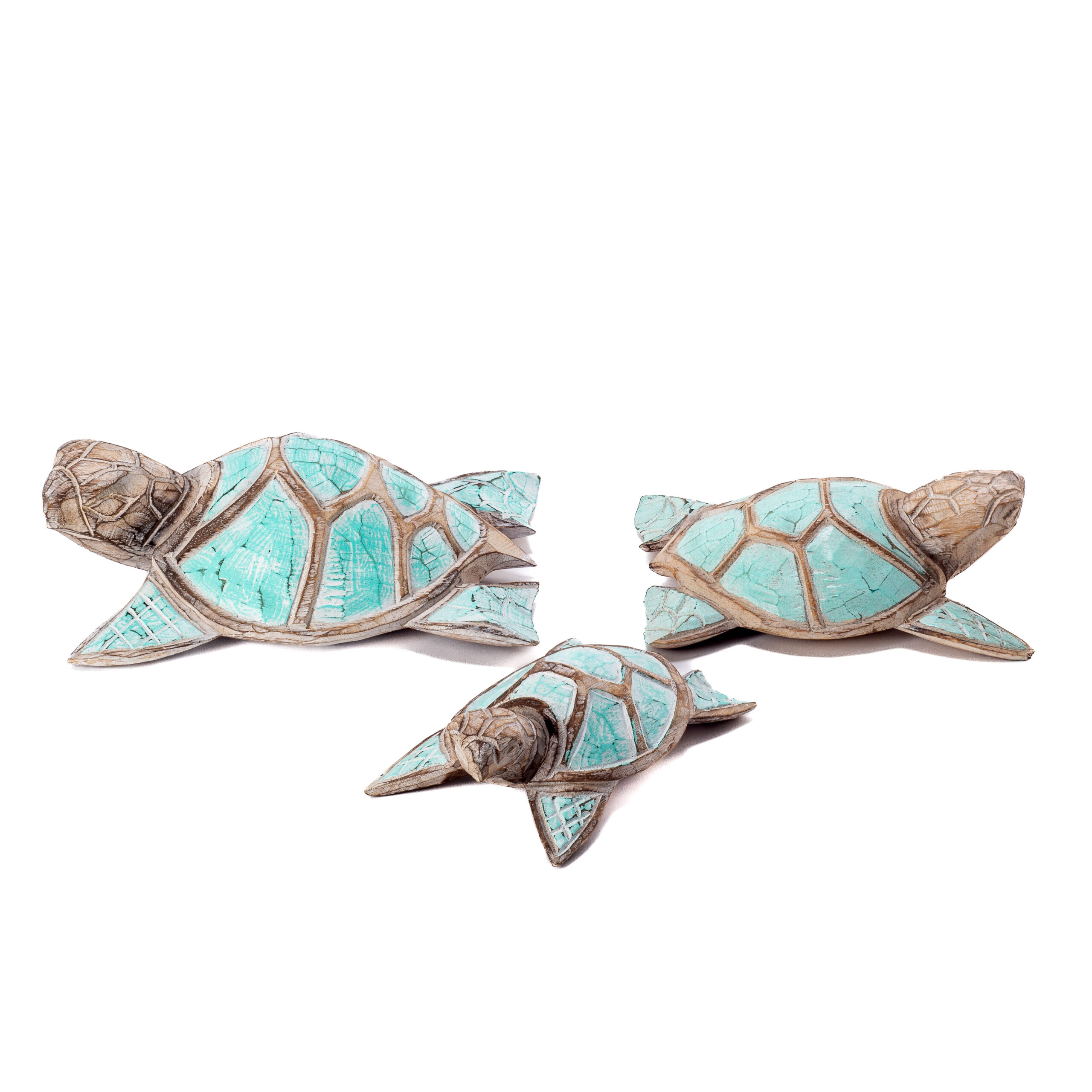 Trio Tartaruga de Madeira Verde - 30/25/20cm - Imagem 3