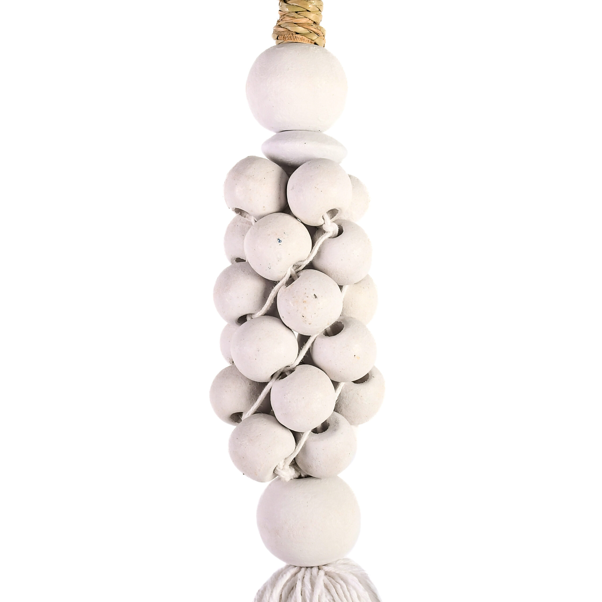Tassel de Bali em Madeira e Macramê Branco - 40cm - Imagem 3