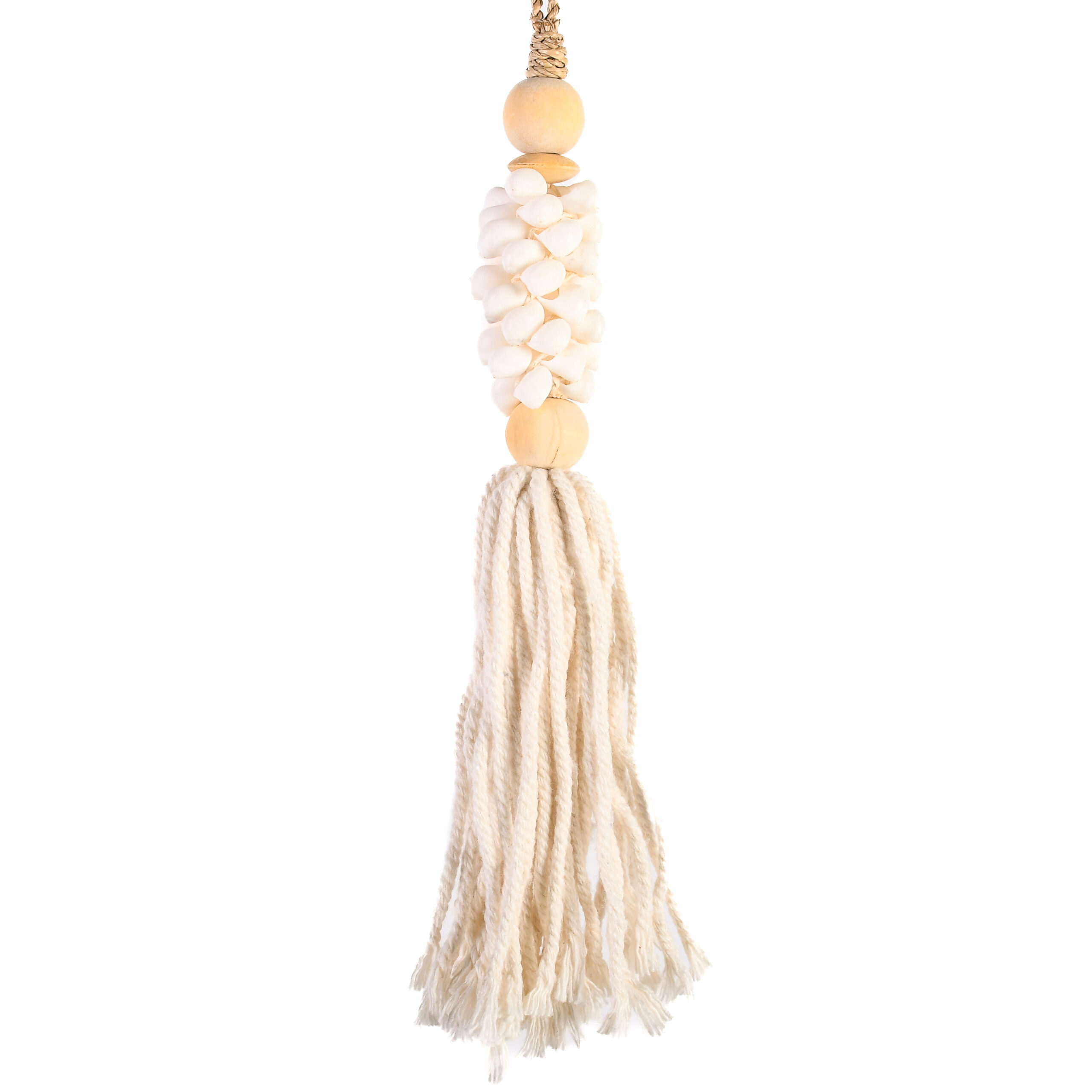 Tassel de Bali com Conchas White Moon e Macramê Branco - 40cm - Imagem 2