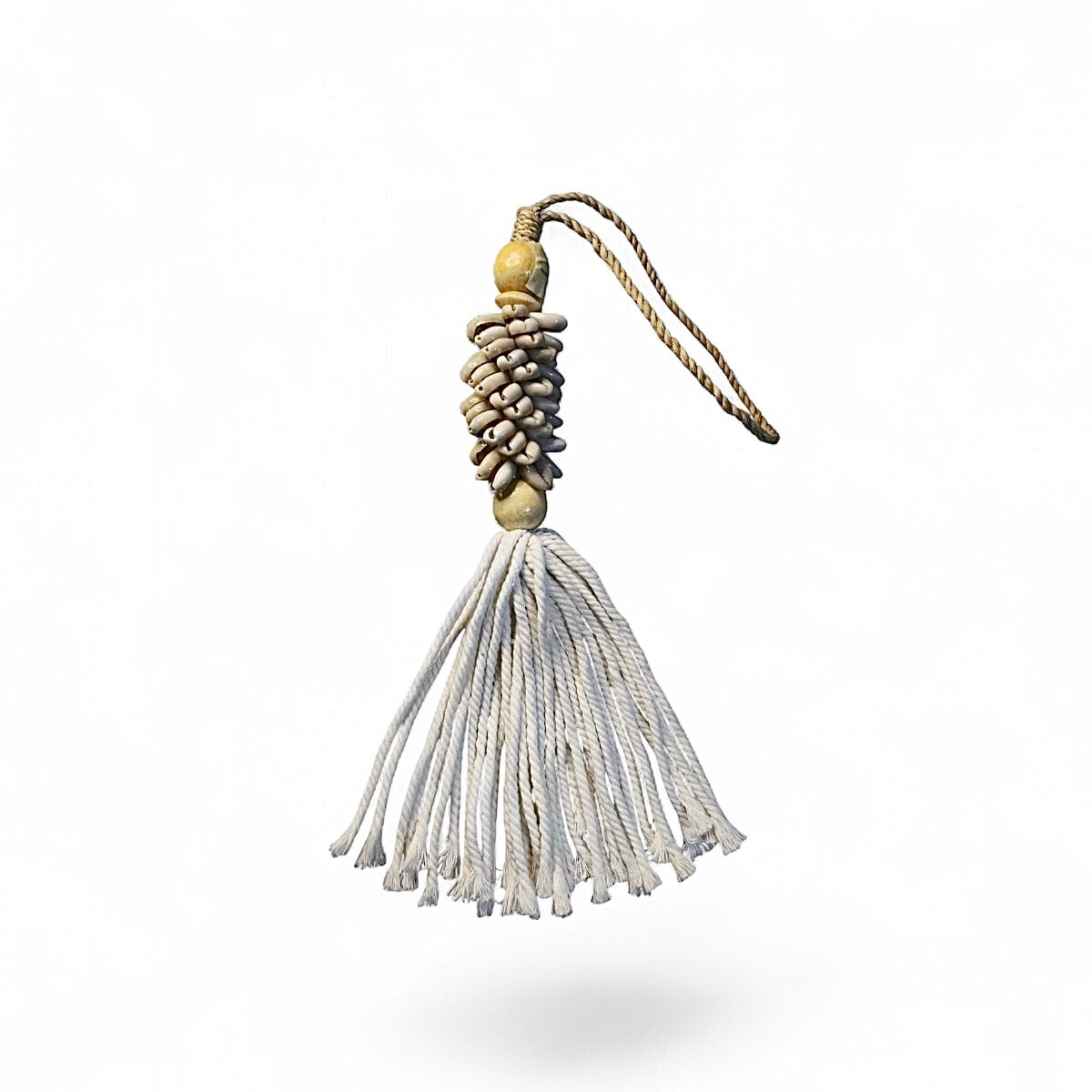 Tassel de Bali com Conchas Annulus Cortados e Macramê - 40cm