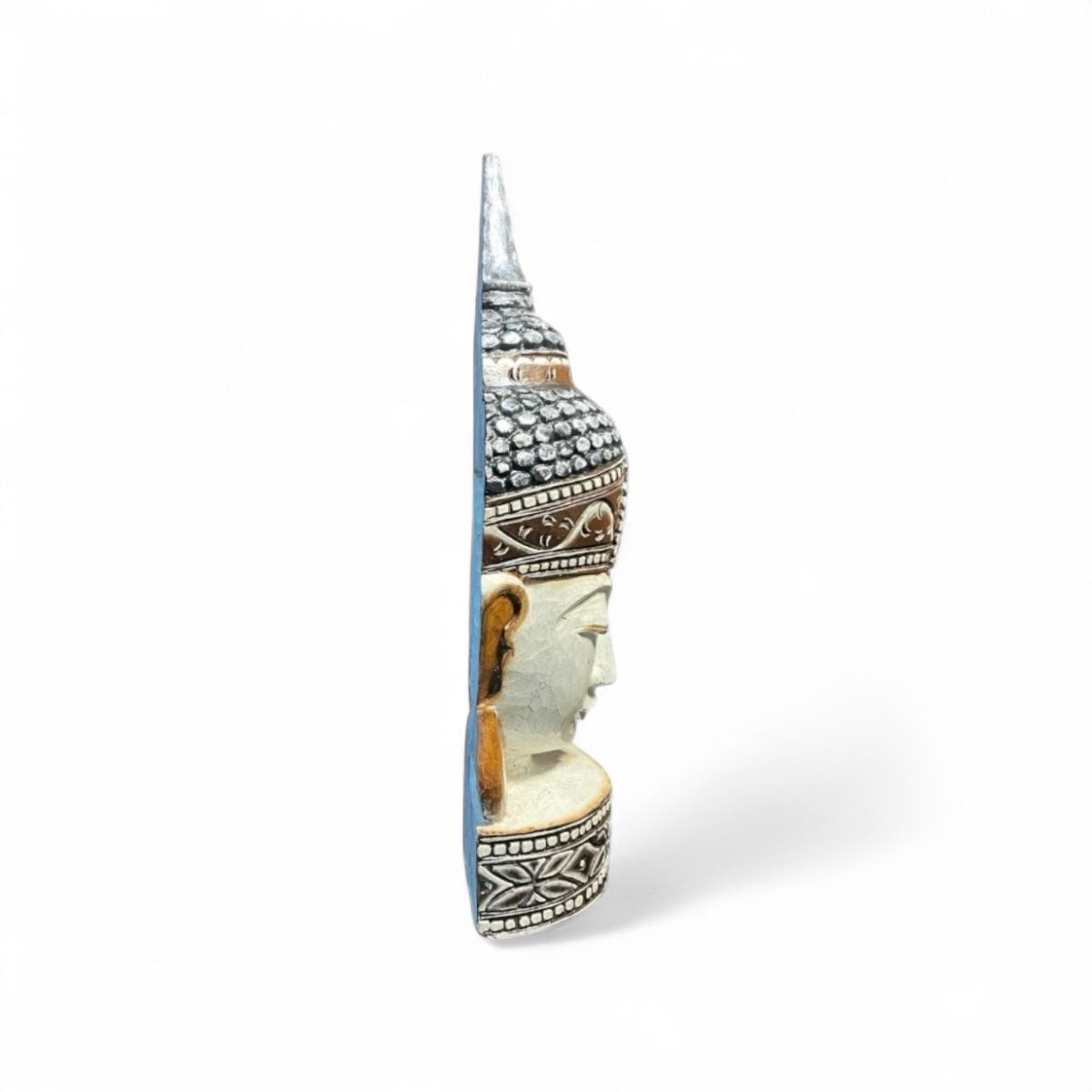 Busto Buda de Madeira Branco - 75x30cm - Imagem 2