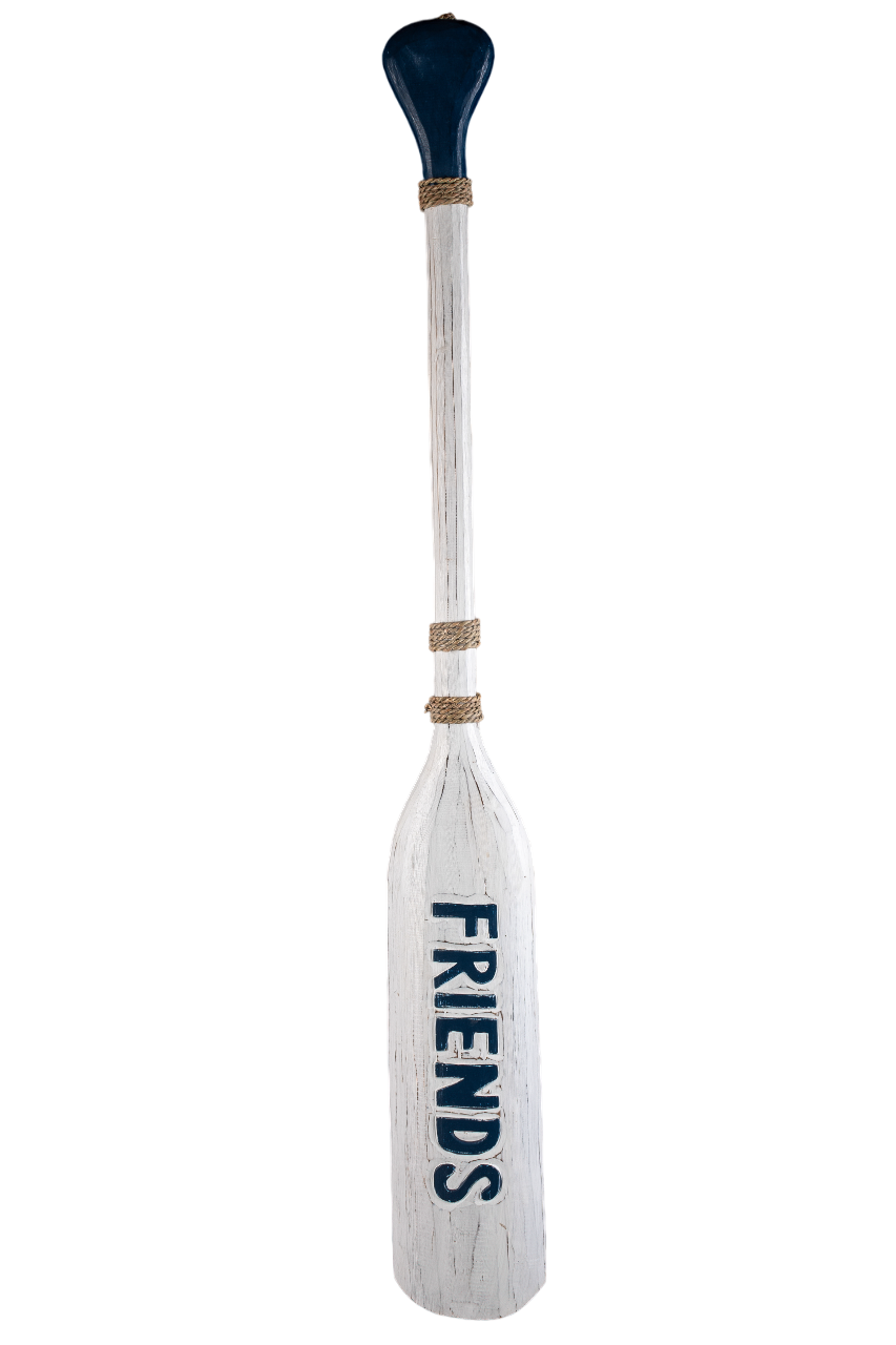 Remo de Madeira de Bali Friends Branco e Azul - 14x120cm