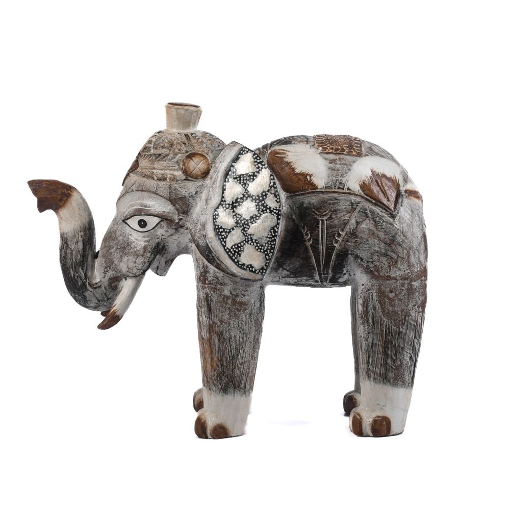 Elefante de Madeira Marrom de Bali - 45x35cm