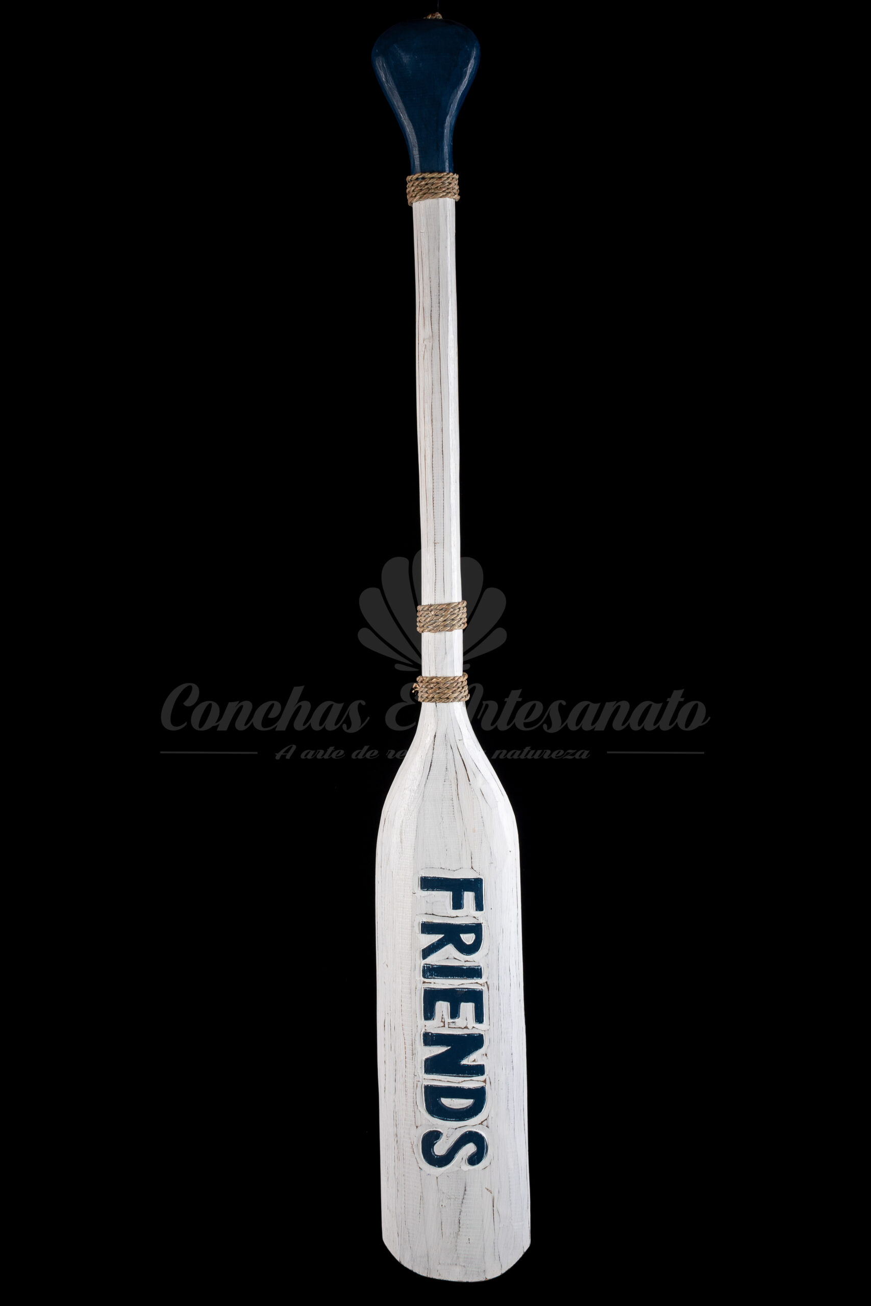 Remo de Madeira de Bali Friends Branco e Azul - 14x120cm - Imagem 2