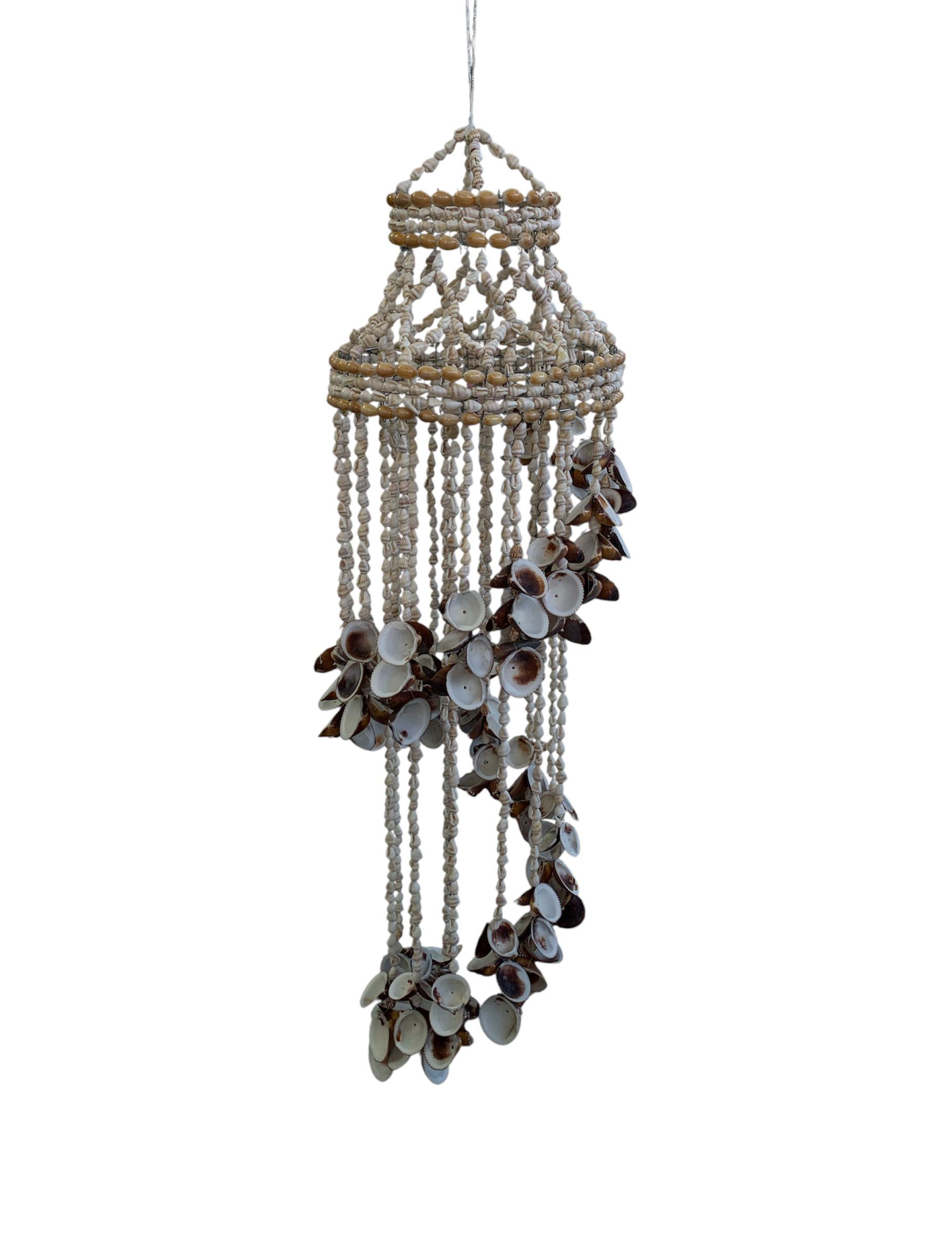 Chandelier Luminária de Conchas Brown Cockles - 90cm