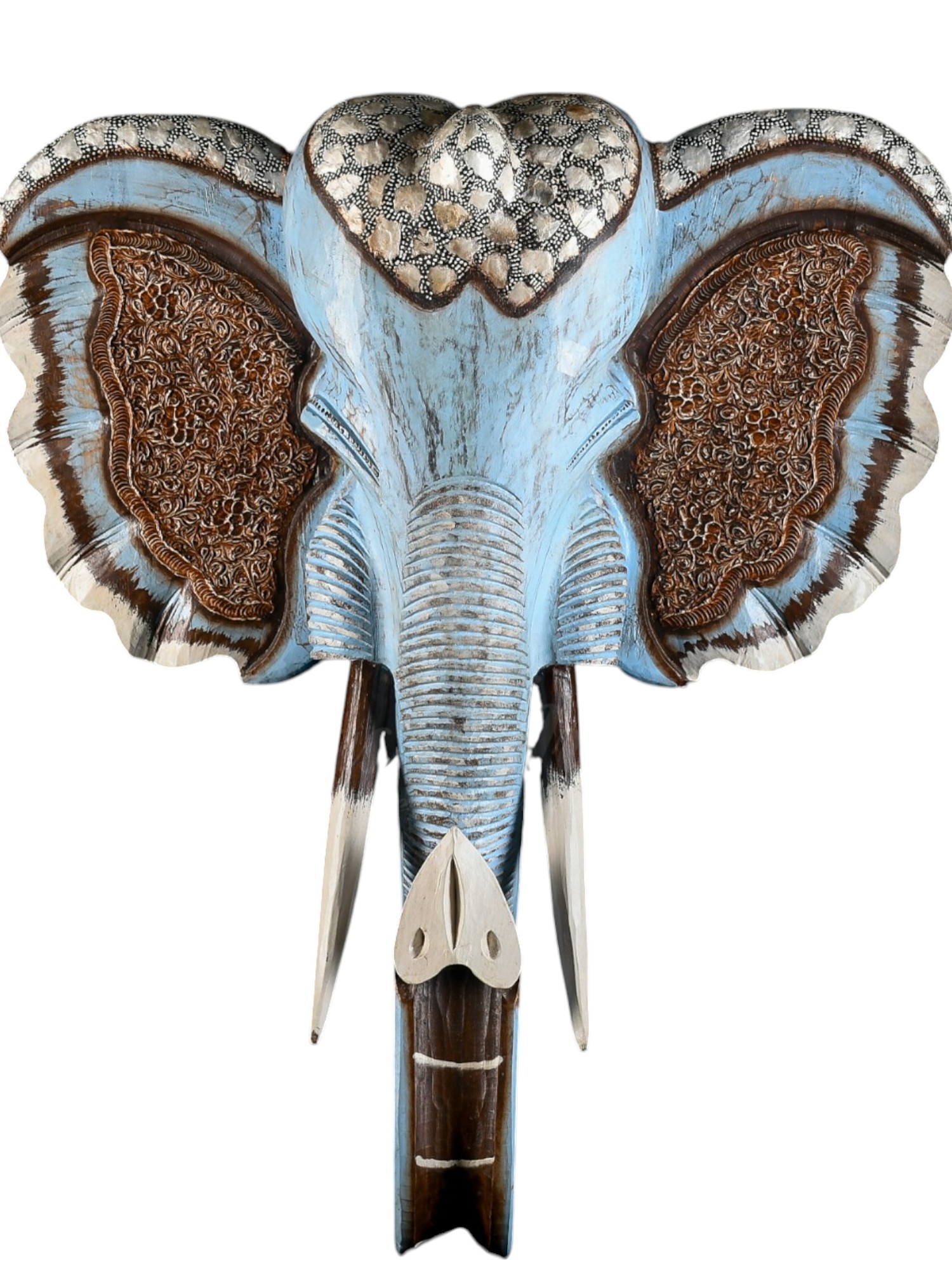 Mascara de Elefante Azul em Madeira de Bali - 100cm