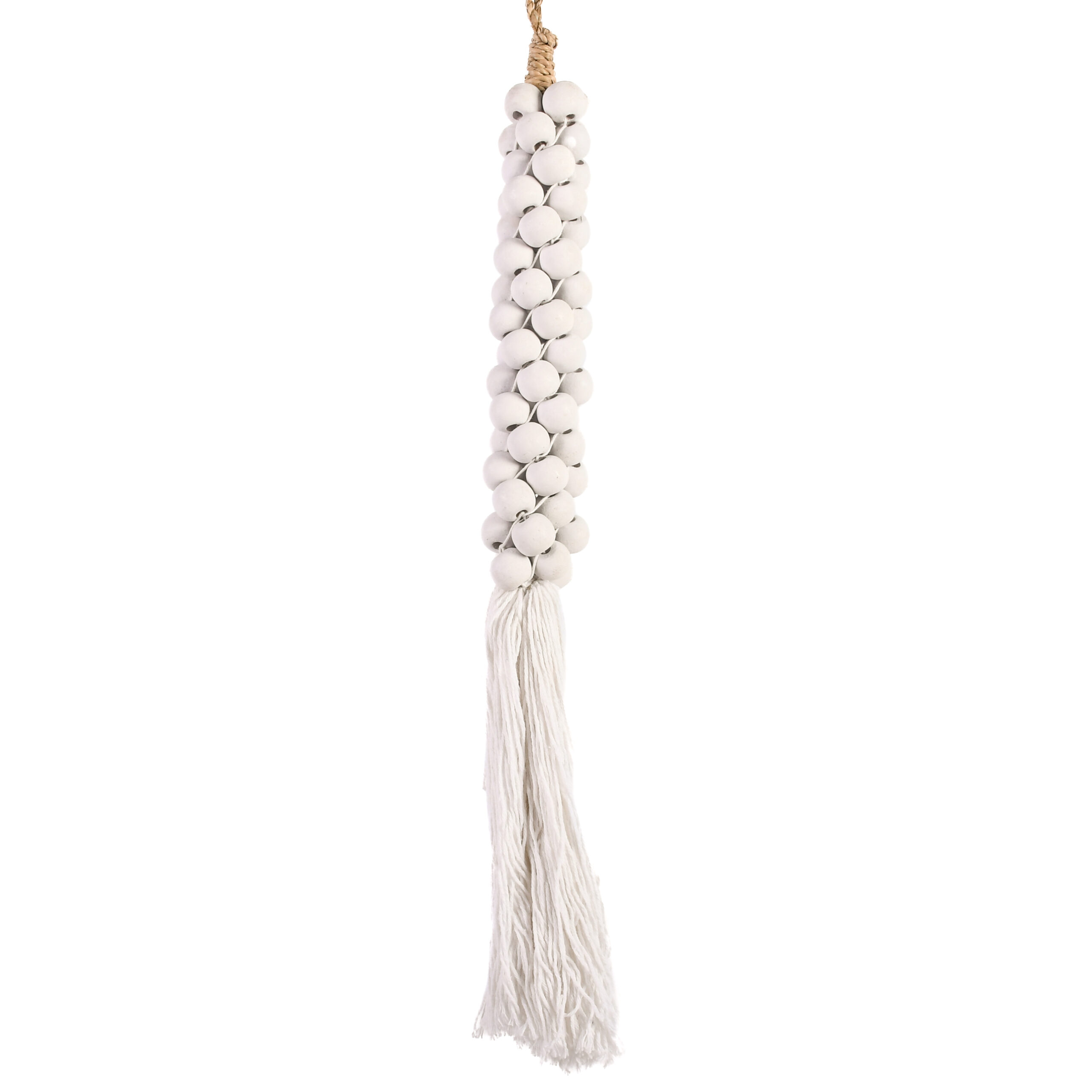 Tassel de Bali em Madeira e Macramê Branco - 70cm - Imagem 2