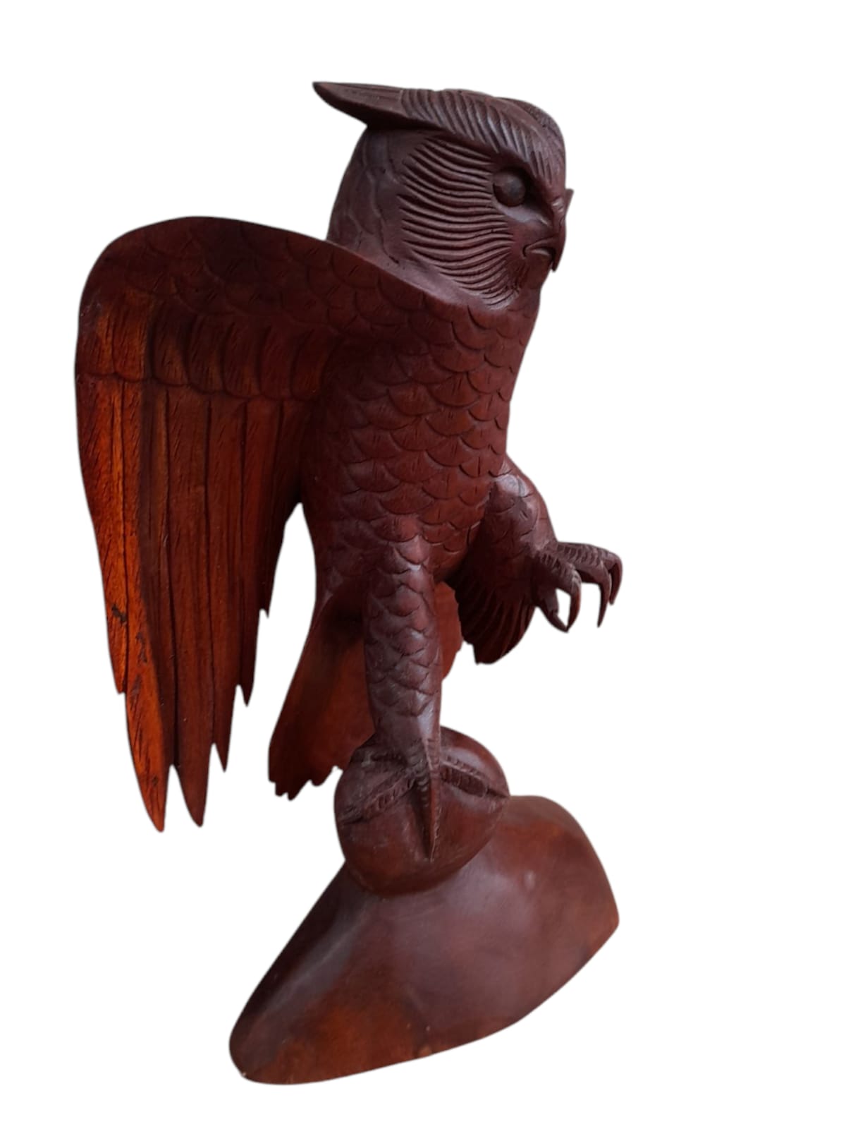 Coruja de Madeira de Bali com Asas Abertas - 40cm - Imagem 2