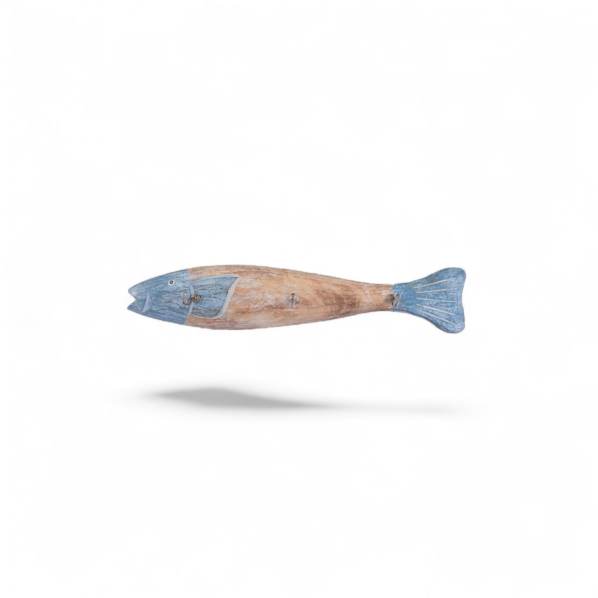 Cabideiro de Madeira de Bali Peixe Azul Escuro - 55cm